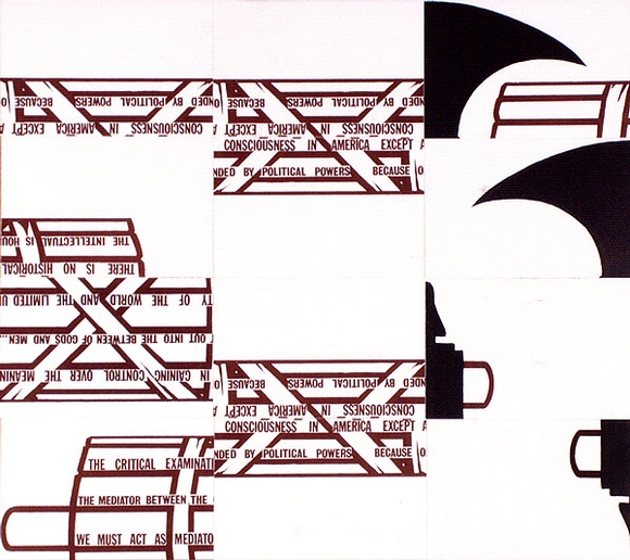 Artist: b'Ramsden, Mel.' | Title: b'Fasces. Part II (mosaic of postcards).' | Date: 1977 | Technique: b'lithograph, printed in black ink, from one stone [or plate]'