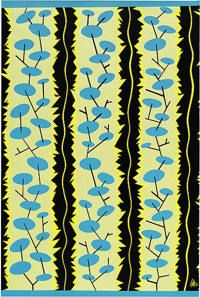 Artist: b'Lane, Leonie.' | Title: b'wrapping paper: Hatstand [green and blue]' | Date: 1985 | Technique: b'screenprint, printed in colour, from three stencils' | Copyright: b'\xc2\xa9 Leonie Lane'