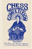 Artist: b'EARTHWORKS POSTER COLLECTIVE' | Title: bChess competition. Men's & Women's sections. | Date: 1976 | Technique: b'screenprint, printed in blue ink, from one stencil'