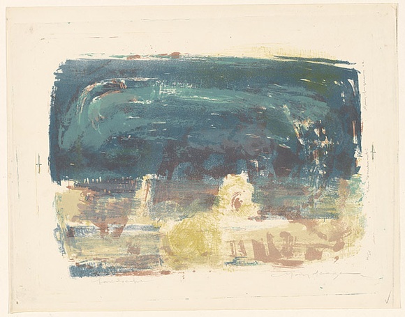 Artist: b'MACQUEEN, Mary' | Title: b'Landscape' | Date: 1962 | Technique: b'lithograph, printed in colour, from multiple plates' | Copyright: b'Courtesy Paulette Calhoun, for the estate of Mary Macqueen'