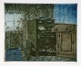 Artist: b'Eager, Helen.' | Title: b'Open drawers.' | Date: 1973 | Technique: b'etching and aquatint, printed in colour, from two plates'