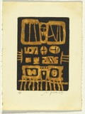 Artist: SELLBACH, Udo | Title: (Dials) | Date: (1965) | Technique: etching printed in black and orange from two plates