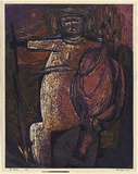 Artist: b'Adams, Tate.' | Title: b'The warrior.' | Date: 1960 | Technique: b'linocut, printed in colour, from mutliple blocks'