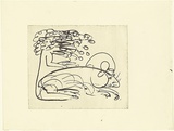 Artist: b'BOYD, Arthur' | Title: b'(Lion and mouse).' | Date: c.1969 | Technique: b'softground etching, printed in black ink, from one plate' | Copyright: b'Reproduced with permission of Bundanon Trust'