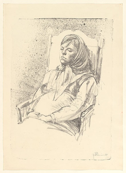 Artist: b'EWINS, Rod' | Title: b'not titled [sleeping pregnant girl].' | Date: 1964 | Technique: b'crayon and splatter lithograph, printed from one stone'