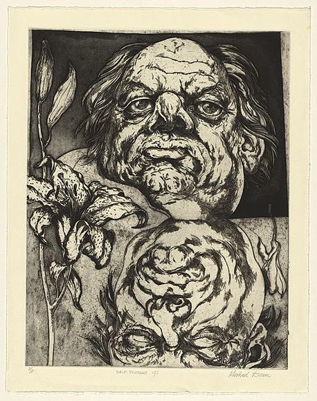 Artist: b'Esson, Michael.' | Title: bSelf portrait '97. | Date: 2000 | Technique: b'etching and aquatint, printed in black ink, from two plates'