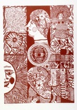Artist: b'HANRAHAN, Barbara' | Title: b'not titled' | Date: 1966 | Technique: b'lithograph, printed in red ink, from one plate'
