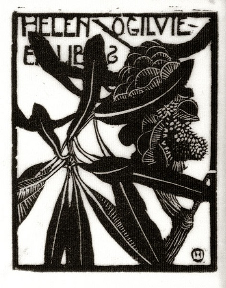 Artist: b'OGILVIE, Helen' | Title: b'Bookplate: Helen Ogilvie' | Date: c.1941 | Technique: b'wood-engraving, printed in black ink, from one block'