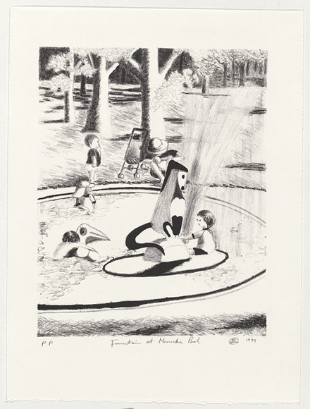 Artist: b'Marsh, Louise.' | Title: b'Fountain at Manuka Pool' | Date: 15 May 1999 | Technique: b'lithograph, printed in black ink, from one stone'