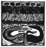 Artist: b'Meeks, Arone Raymond.' | Title: b'Corroboree' | Date: 1988 | Technique: b'offset-lithogrph, printed in black ink, from one plate; from linocut original'