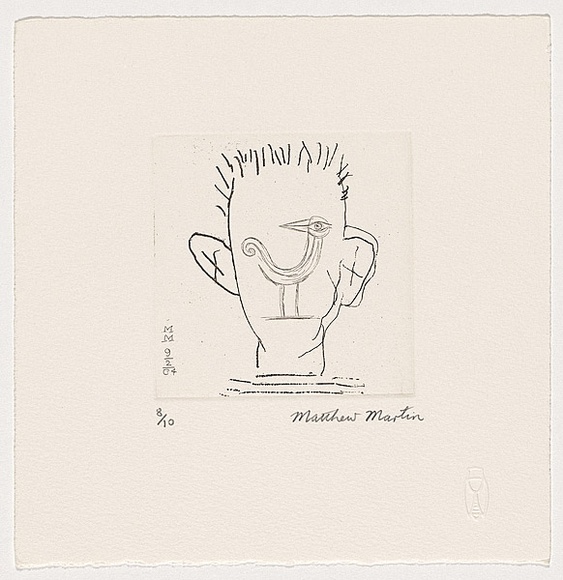 Artist: b'Martin, Mathew.' | Title: b'Self portrait' | Date: 2004, 9 February | Technique: b'etching, printed in black ink, from one plate'