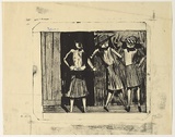Artist: Blackman, Charles. | Title: Three schoolgirls. | Date: (1953) | Technique: lithograph