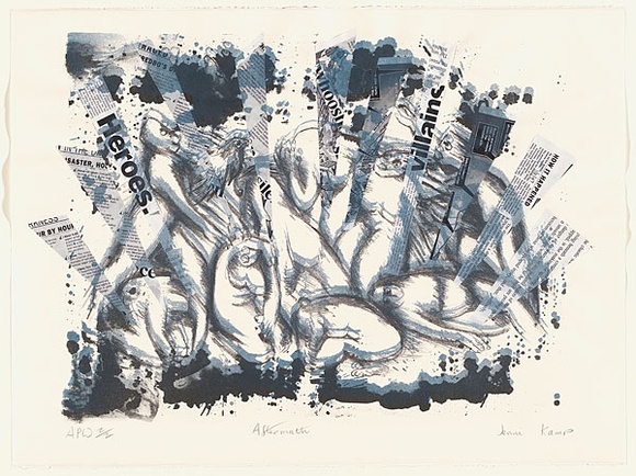 Artist: b'Kamp, Jenni.' | Title: b'Aftermath' | Date: 1997 | Technique: b'lithograph, printed in black ink, from one stone; collaged addition of cut paper'