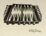 Artist: b'OGILVIE, Helen' | Title: b'not titled [Backgammon board]' | Date: (1947) | Technique: b'wood-engraving, printed in black ink, from one block'