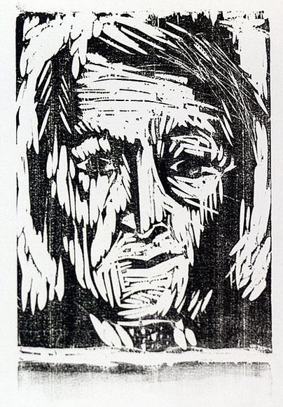 Artist: b'MACQUEEN, Mary' | Title: b'Migrant woman' | Date: 1960 | Technique: b'woodcut, printed in black ink, from one block' | Copyright: b'Courtesy Paulette Calhoun, for the estate of Mary Macqueen'