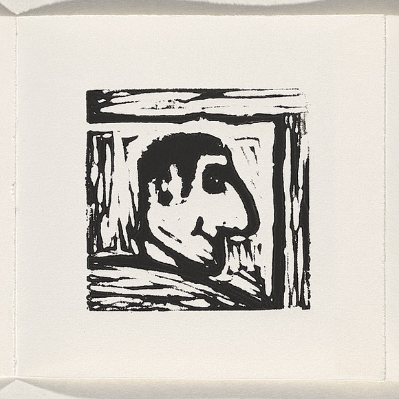 Title: b'I am [page 7]' | Date: 2000 | Technique: b'linocut, printed in black ink, from one block'