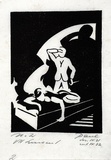 Artist: Haefliger, Paul. | Title: Illustration for Oscar Wilde, Ballad of Reading Goal | Date: 1931-32 | Technique: linocut, printed in black ink, from one block