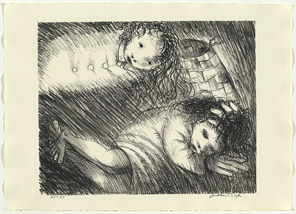 Artist: b'BOYD, Arthur' | Title: b'St Francis when young dreaming of fine clothes and armour.' | Date: (1965) | Technique: b'lithograph, printed in black ink, from one plate' | Copyright: b'Reproduced with permission of Bundanon Trust'