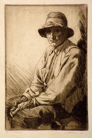 Artist: b'Friedensen, Thomas.' | Title: b'Old Jimmy.' | Date: 1925 | Technique: b'drypoint, printed in black ink, from one plate'