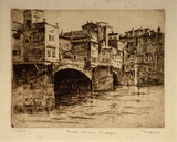 Artist: Ashton, Will. | Title: Ponte Vecchio, Florence | Date: c.1930 | Technique: etching, printed in brown ink, from one plate