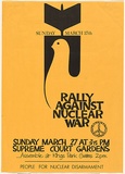 Title: b'Rally against nuclear war' | Date: 1980s | Technique: b'screenprint, printed in black ink, from one stencil'