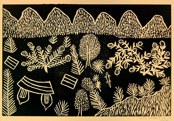 Artist: b'Petyarre, Gloria.' | Title: b'not titled [No.20]' | Date: 1990 | Technique: b'woodcut, printed in black ink, from one block'