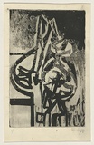 Title: not titled [black lines grouped together in circular form] | Date: 1958 | Technique: aquatint, printed in black ink, from one plate; oil-stick additions