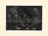 Artist: Nedelkopoulos, Nicholas. | Title: Dark lands | Date: 1987 | Technique: lithograph, printed in black ink, from one stone; screenprint, printed in white ink, from one stencil