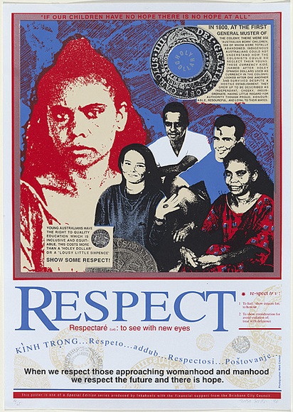 Artist: b'Jordan, Teresa.' | Title: b'Respect' | Date: 1994 | Technique: b'screenprint, printed in colour, from seven stencils'