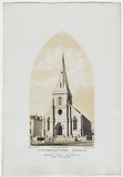 Artist: PHILIP, James B. | Title: Congregational Church, Davey Street, Hobart Town, Tasmania. | Date: c.1854 | Technique: lithograph, printed in colour, from two stones