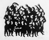 Artist: b'Allen, Joyce.' | Title: b'Babel.' | Date: 1971 | Technique: b'linocut, printed in black ink, from one block'