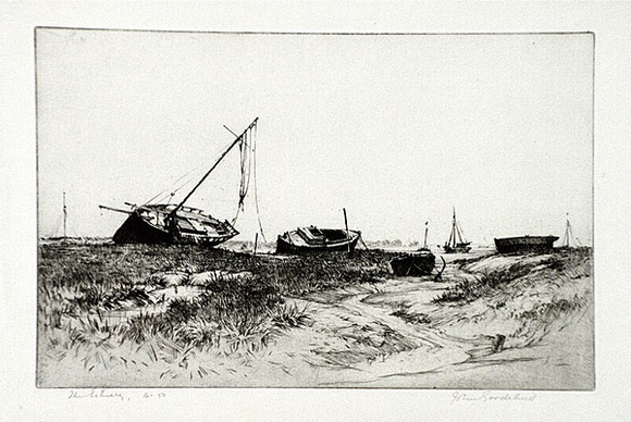 Artist: b'GOODCHILD, John' | Title: b'The estuary' | Date: c.1925 | Technique: b'etching, printed in black ink, from one plate'