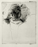 Artist: BOYD, Arthur | Title: (Portrait head in cross hatching). | Date: c.1968 | Technique: etching, printed in black ink, from one plate | Copyright: Reproduced with permission of Bundanon Trust