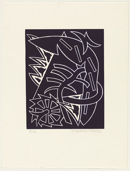 Artist: b'LEACH-JONES, Alun' | Title: b'Lupercalia #8' | Date: 1983 | Technique: b'linocut, printed in deep purple ink, from one block' | Copyright: b'Courtesy of the artist'