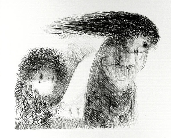 Artist: b'BOYD, Arthur' | Title: b'St Francis when young turning aside.' | Date: (1965) | Technique: b'lithograph, printed in black ink, from one plate' | Copyright: b'Reproduced with permission of Bundanon Trust'