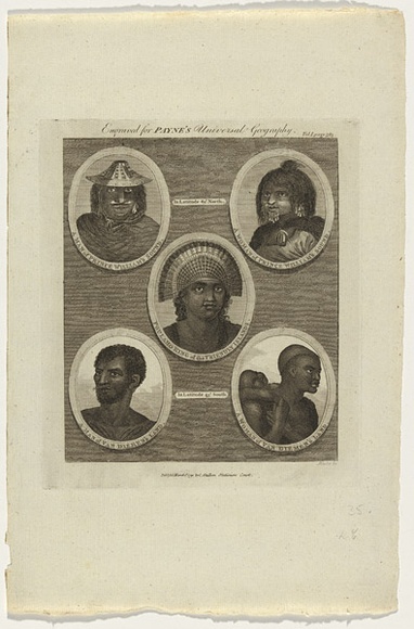 Title: A man of Prince William's Sound; A woman of Prince William's Sound; Poulaho King of the Friendly Islands; A man of Van Diemen's Land; A woman of Van Diemen's Land | Date: 1791 | Technique: etching and engraving, printed in black ink, from one plate