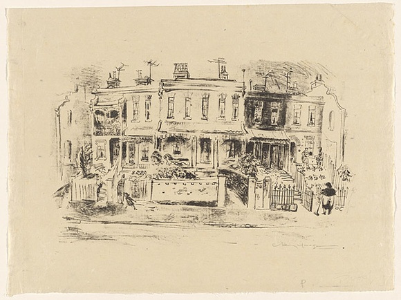 Artist: b'MACQUEEN, Mary' | Title: b'Carlton street' | Date: 1961 | Technique: b'lithograph, printed in black ink, from one plate' | Copyright: b'Courtesy Paulette Calhoun, for the estate of Mary Macqueen'