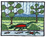 Artist: Campbell (Jnr.), Robert | Title: Crocodile | Date: 1990 | Technique: screenprint, printed in colour, from multiple stencils | Copyright: Courtesy of Rolsyn Oxley9 Gallery
