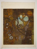 Artist: b'Haxton, Elaine' | Title: b'Seaforms' | Date: 1969 | Technique: b'etching and aquatint, open bite, printed in colour, from two plates'