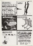 Title: b'Bitumen River Presents - The Cartoon Show!' | Date: 1984 | Technique: b'screenprint, printed in black ink, from one stencil'