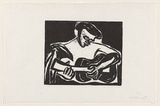 Artist: b'Groblicka, Lidia.' | Title: b'Guitarist' | Date: 1960 | Technique: b'woodcut, printed in black ink, from one block'