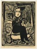 Artist: b'AMOR, Rick' | Title: b'Angela.' | Date: 1968 | Technique: b'woodcut, printed in black ink, from one block'