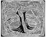 Artist: b'STREET, Mervyn' | Title: b'(Tree and snake)' | Date: 1986 | Technique: b'linocut, printed in black ink, from one block'