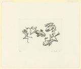 Artist: b'Taylor, Ben.' | Title: b'Dried frogs' | Date: 1982 | Technique: b'etching, printed in black ink, from one  plate'