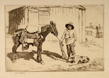 Artist: LINDSAY, Lionel | Title: Shearer's cook [2]. | Date: 1932 | Technique: etching, printed in brown ink, from one plate | Copyright: Courtesy of the National Library of Australia