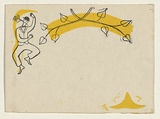 Title: b'Card: Man dancing' | Technique: b'etching, printed in black and yellow ink, from two plates'