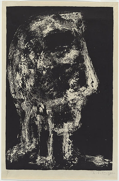 Artist: SELLBACH, Udo | Title: Head. | Date: 1961 | Technique: lithograph, printed in black ink, from one stone