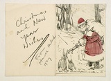 Artist: b'Herbert, Harold.' | Title: b'Greeting card: Christmas Yes - but remember there\'s a catch in it' | Date: 1939 | Technique: b'lithoraph, printed in black ink, from one stone; hand-coloured'