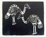 Artist: b'Artist unknown' | Title: b'Two birds' | Date: 1970s | Technique: b'woodcut, printed in black ink, from one block'