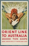 Artist: b'Dobell, William.' | Title: b'Orient line to Australia..' | Date: c.1938 | Technique: b'lithograph, printed in colour, from multiple plates' | Copyright: b'With permission of Sir William Dobell Art Foundation.'